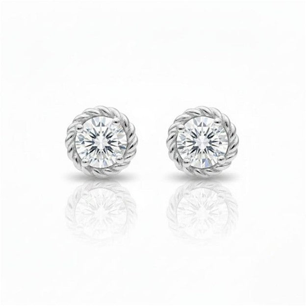 14Kt Gold 0.30 Ct Genuine Natural Diamond Stud Bezel Earrings