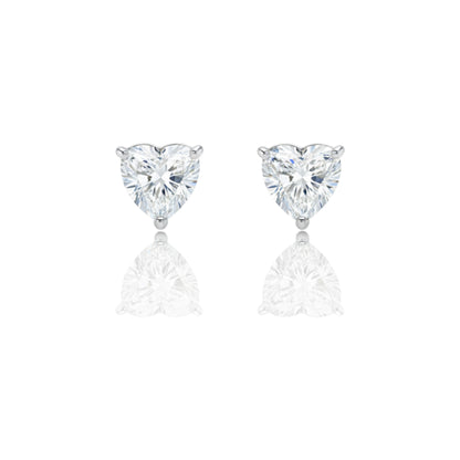 14Kt Gold 1 Ct Lab Grown Diamond Heart 3 prongs Stud Earrings