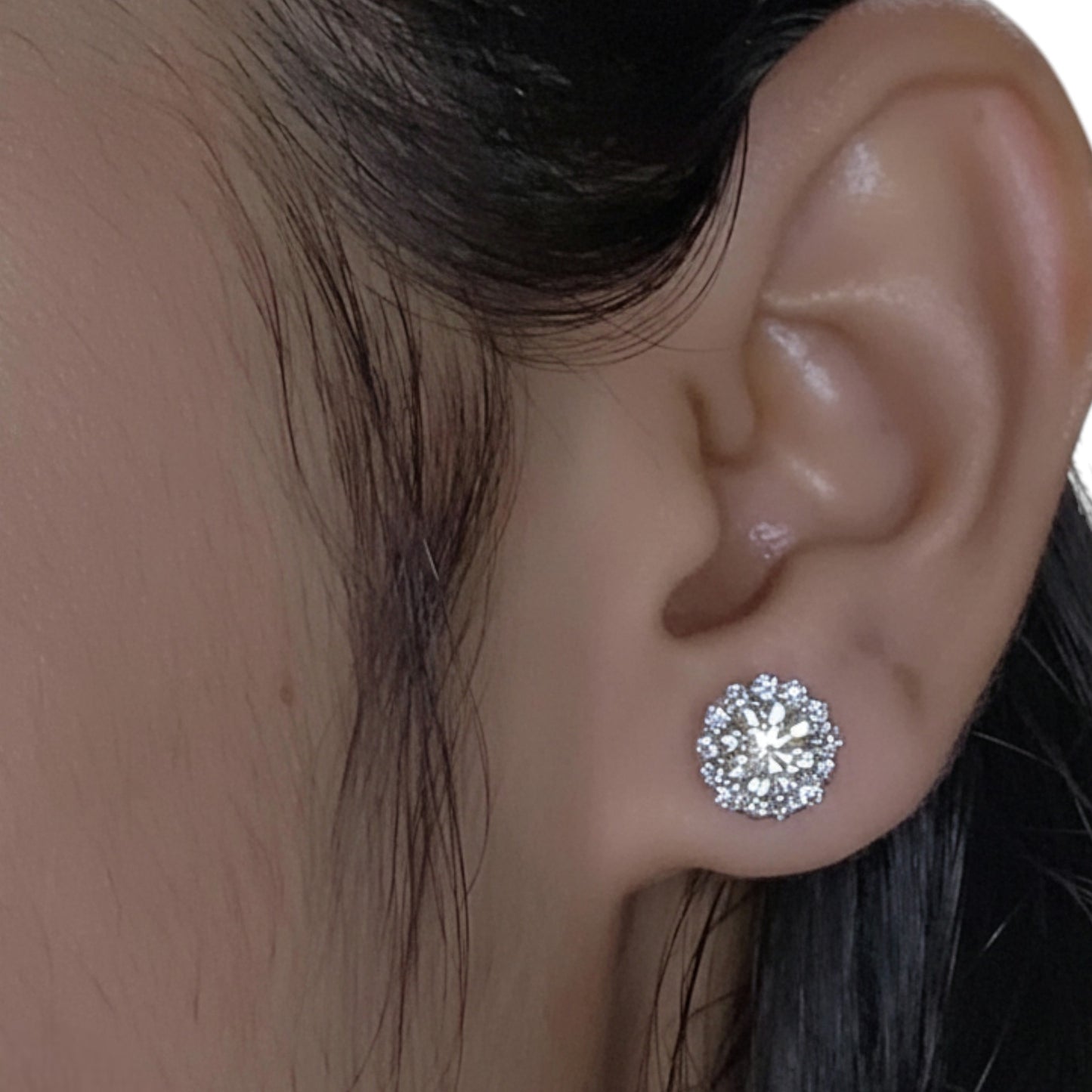 14Kt Gold 2.32 Ct Genuine Natural Diamond Halo Stud Earrings