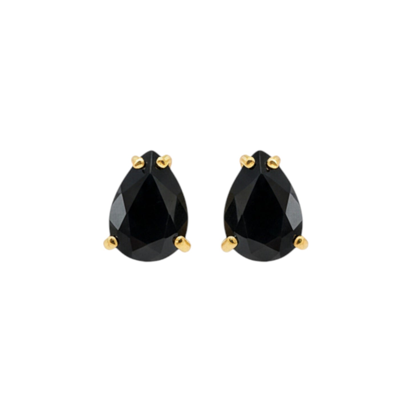 14Kt Gold 2.40 Ct Rose Cut Black Diamond Teardrop Stud Earrings