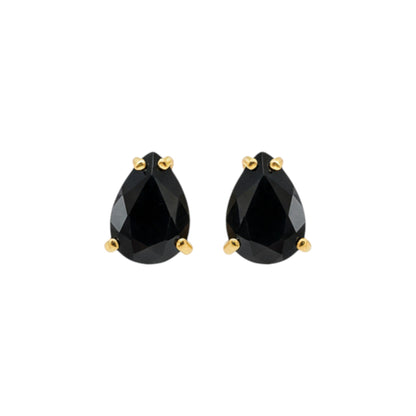 14Kt Gold 2.40 Ct Rose Cut Black Diamond Teardrop Stud Earrings