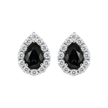 14Kt Gold 2.52 Ct  Natural Rose Cut Black Diamond Teardrop Earrings