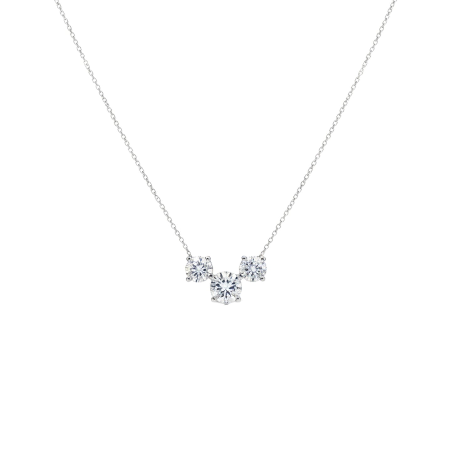 14Kt Gold 2 Ct Lab Grown Diamond 3 Stone Diamond Pendant Necklace