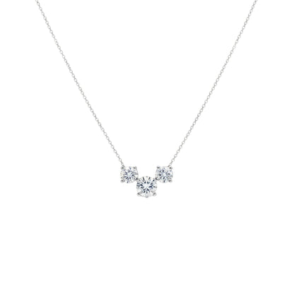 14Kt Gold 2 Ct Lab Grown Diamond 3 Stone Diamond Pendant Necklace