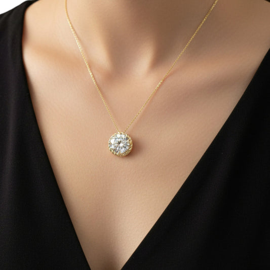 14Kt Gold 2 Ct Lab Grown Diamond Pendant Necklace