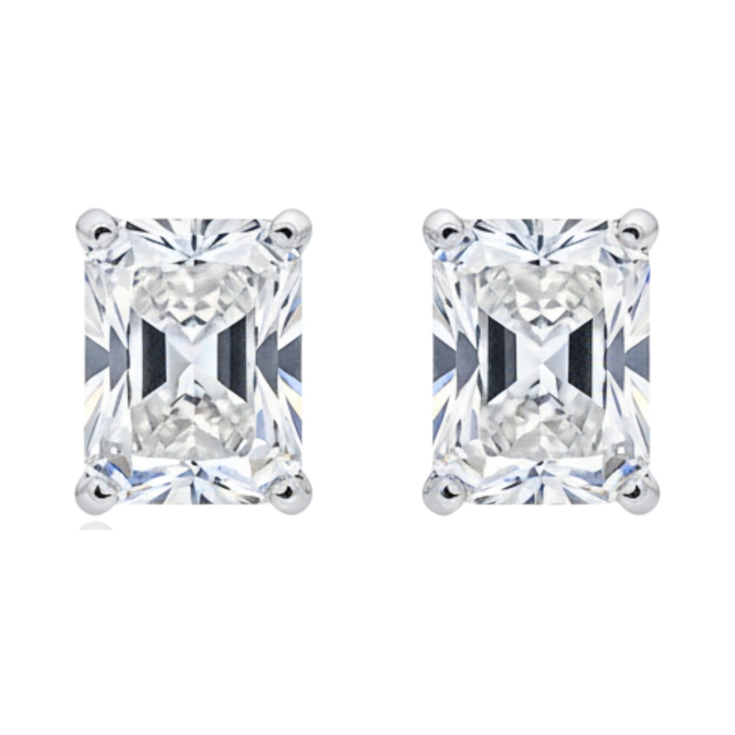 14Kt Gold 2 Ct Lab Grown Radiant Cut Diamond Stud Earrings