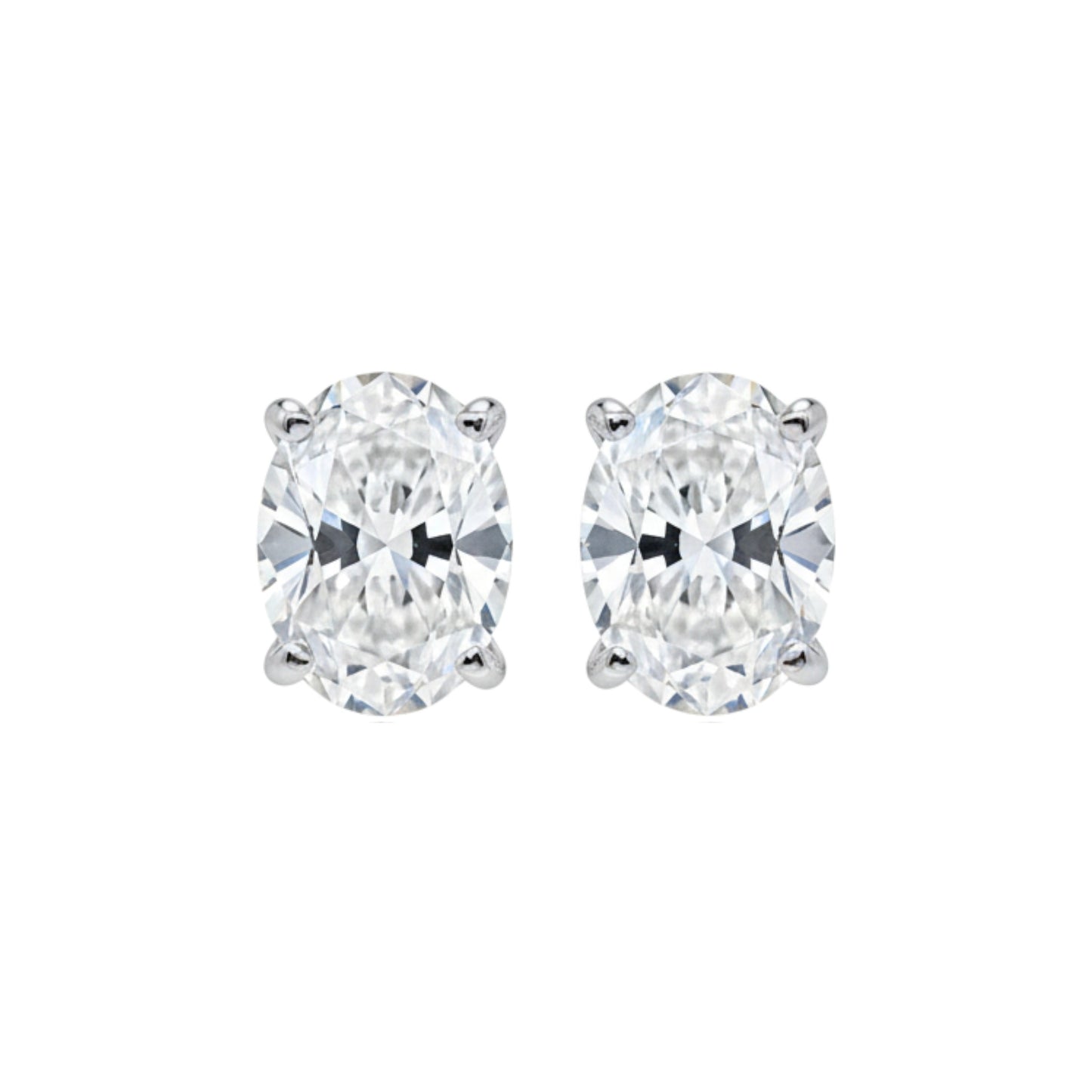 14Kt Gold 2 Ct Oval Lab Grown Diamond Stud Earrings