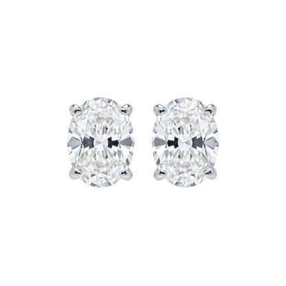 14Kt Gold 2 Ct Oval Lab Grown Diamond Stud Earrings