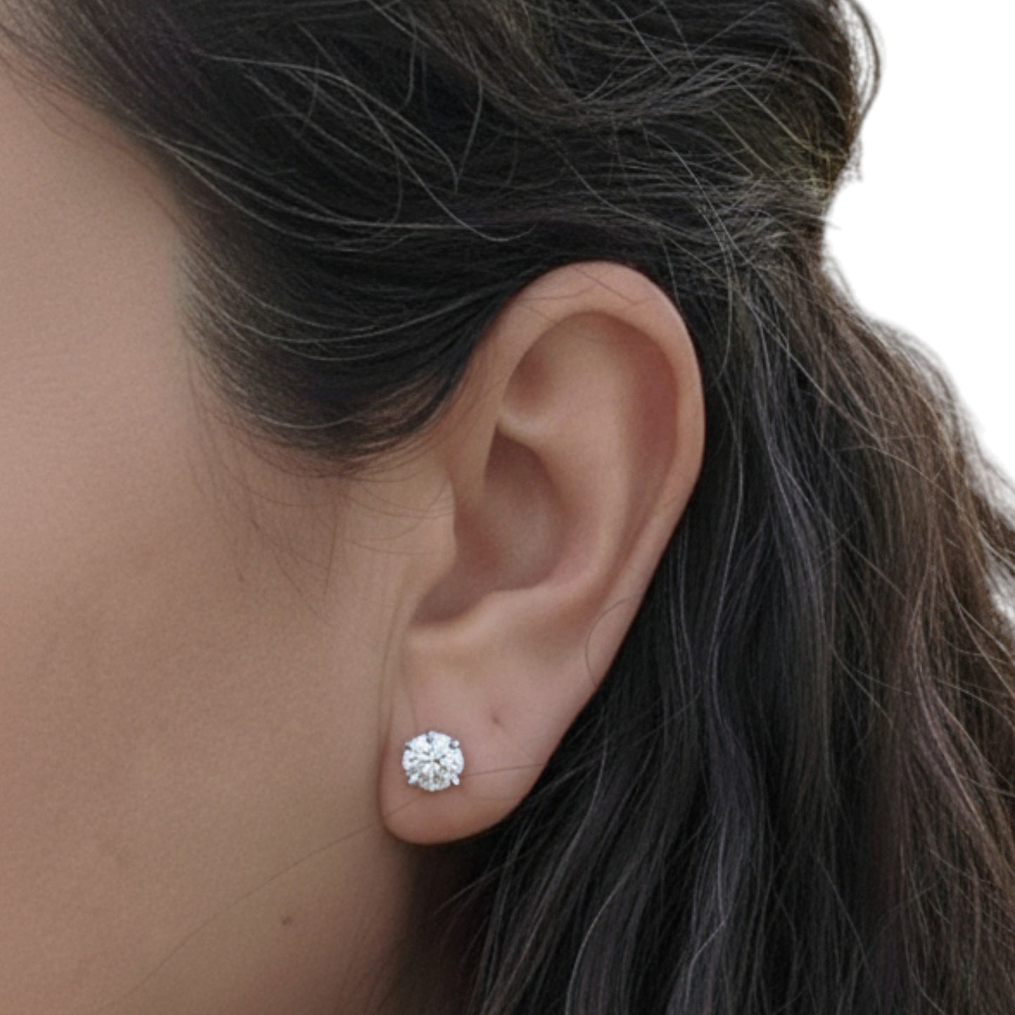 14Kt Gold 3 Ct Lab Grown Diamond IGI Certified Round Stud Earrings