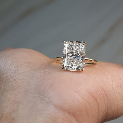 14Kt Gold 4.90 Ct IGI Certified Radiant Cut Lab Grown Diamond Ring
