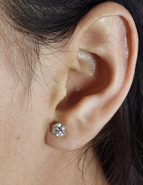 14Kt Gold 2 Ct Lab Grown Diamond 6 Prong Stud Earrings – Elizabeth