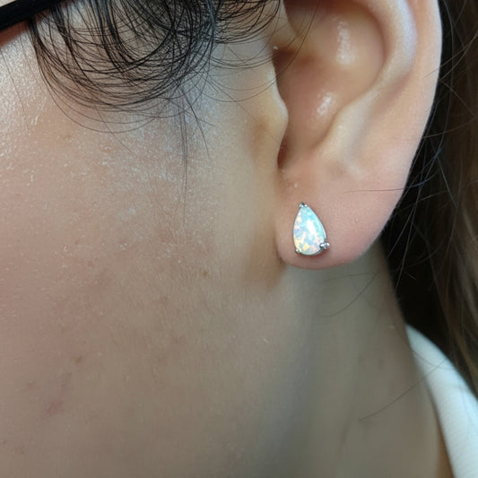 14Kt Gold Opal Teardrop October Birthstone Stud Earrings