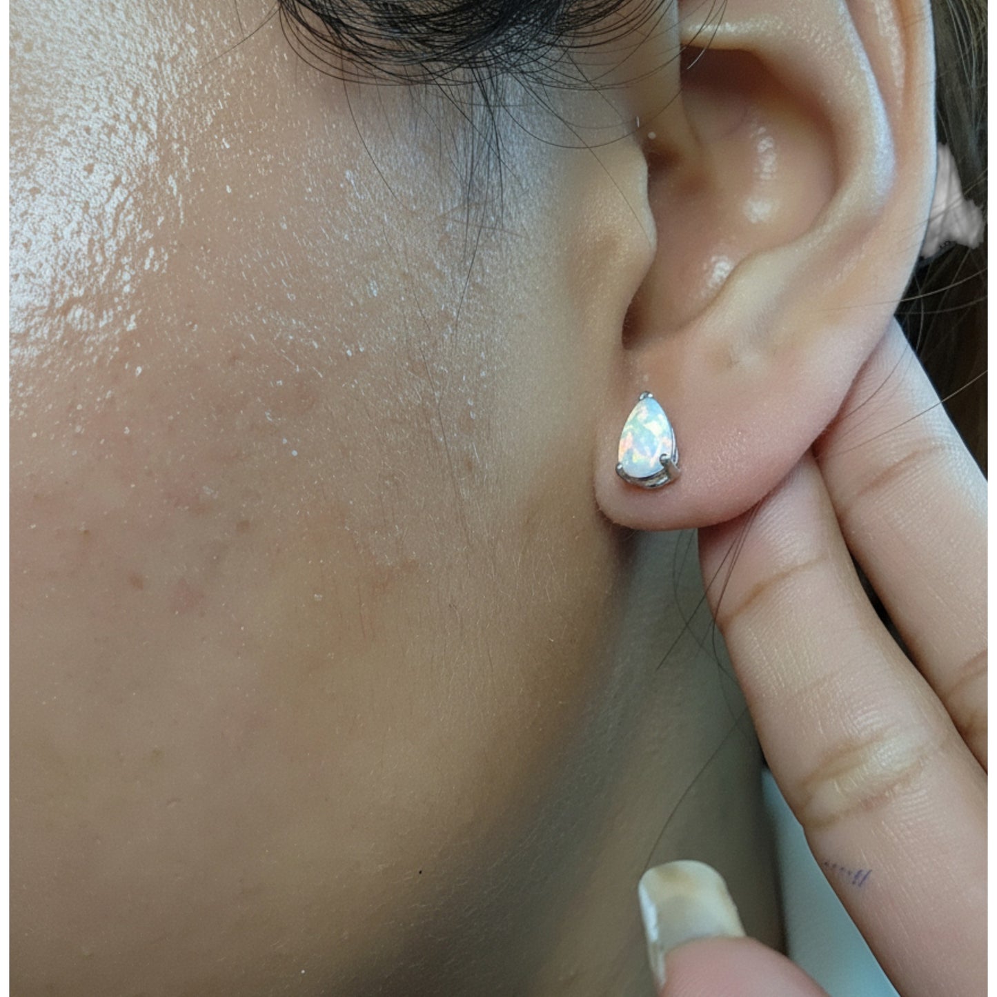 14Kt Gold Opal Teardrop October Birthstone Stud Earrings