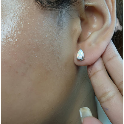 14Kt Gold Opal Teardrop October Birthstone Stud Earrings