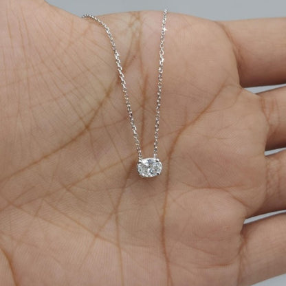 14Kt Gold 0.50 Ct Oval Lab Grown Diamond Solitaire Pendant