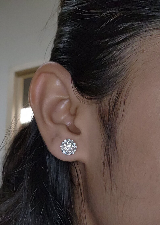 14Kt Gold 2.32 Ct Lab Grown Halo Diamond Earrings