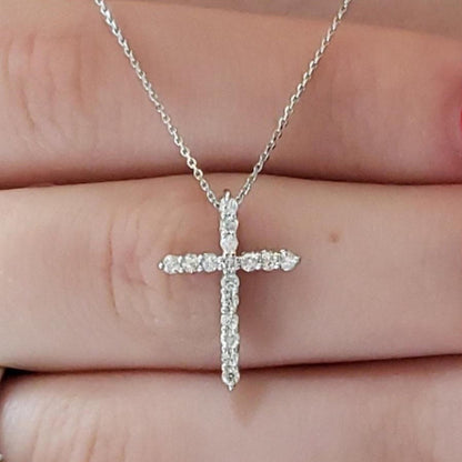 14Kt Gold 0.25 Ct Genuine Natural Diamond Cross Pendant Necklace