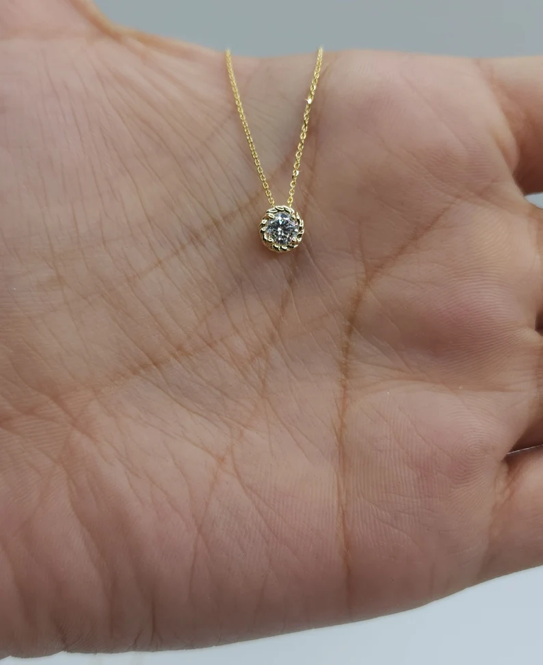 14Kt Gold 0.25 Ct Lab Grown Diamond Pendant Necklace