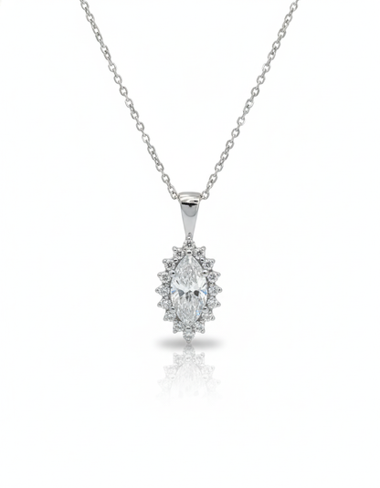 14K Gold 1.04 Ct Lab Grown Diamond Marquise Solitaire Pendant Necklace