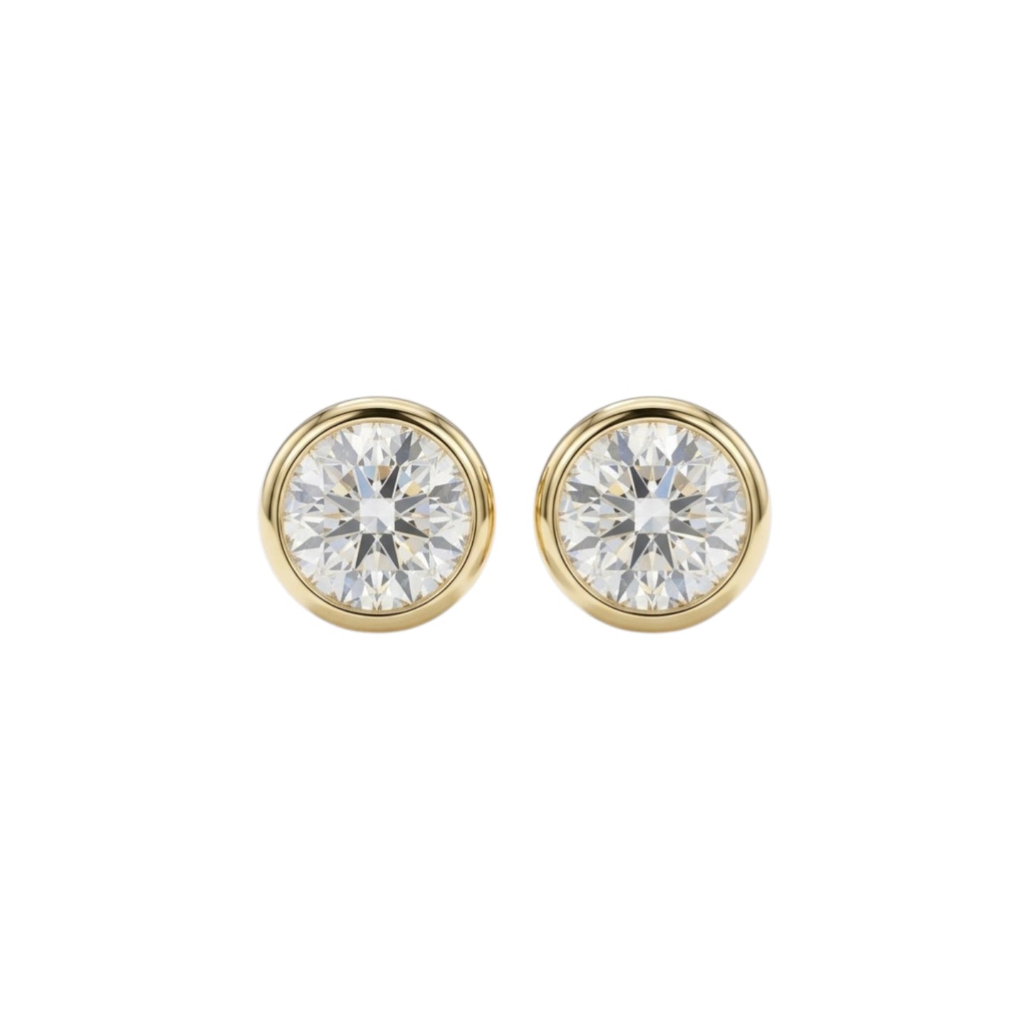 14Kt Gold 3 Ct Bezel Lab Grown Diamond stud Earrings