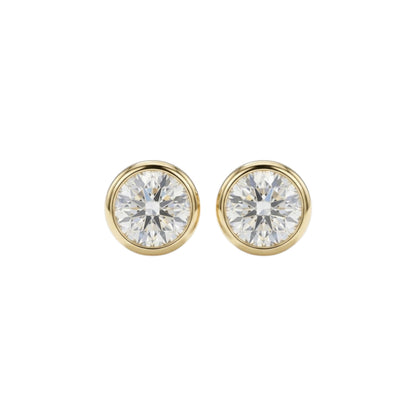 14Kt Gold 3 Ct Bezel Lab Grown Diamond stud Earrings