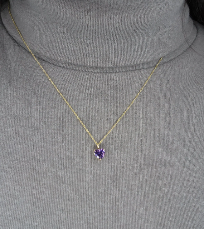 14Kt Gold Alexandrite Heart Pendant Necklace