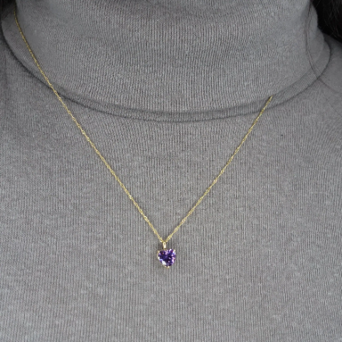 14Kt Gold Alexandrite Heart Pendant Necklace