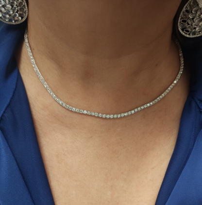 14Kt Gold 7Ct 17-inch Lab Grown Diamond Tennis Necklace