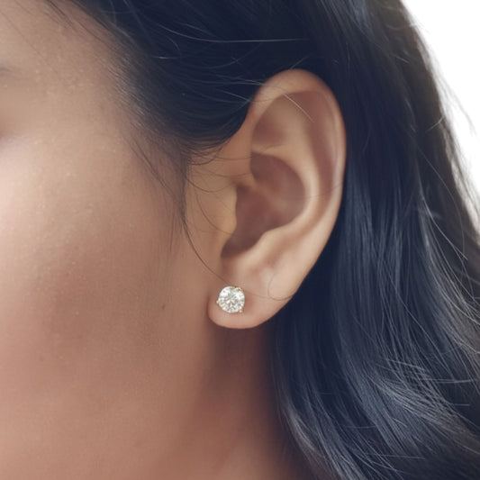 18Kt Gold 6 Ct 3 Prong IGI Certified Lab Grown Martini Diamond Studs Earrings