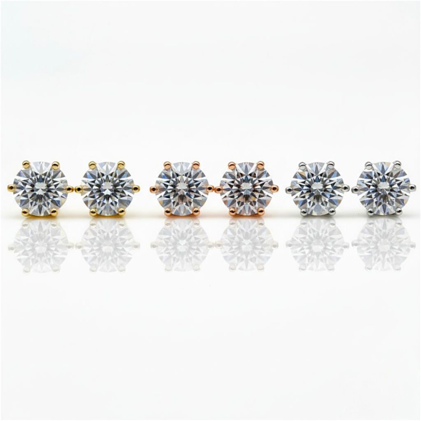 18Kt Gold 6 Ct IGI Certified 6 Prong Lab Grown Diamond Studs Earrings