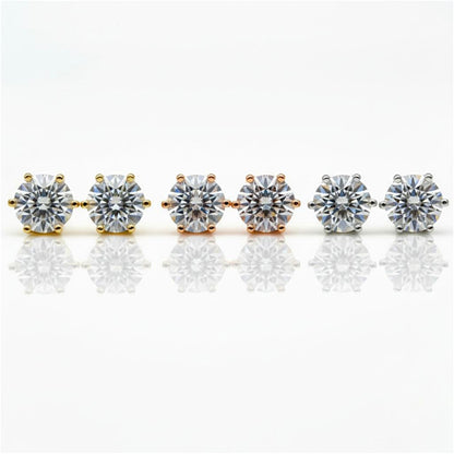 18Kt Gold 6 Ct IGI Certified 6 Prong Lab Grown Diamond Studs Earrings