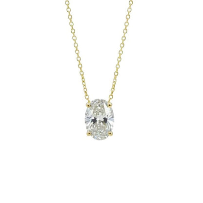 14Kt Gold 1 Ct Oval Lab Grown Diamond Solitaire Pendant