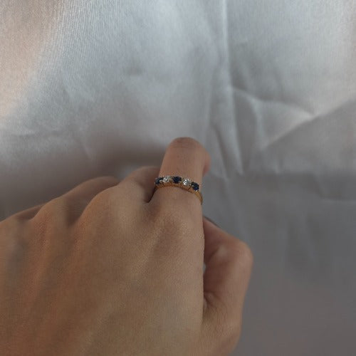 14Kt Gold 0.50 Ct 5 Stone Blue Sapphire & Lab Grown Diamond Ring