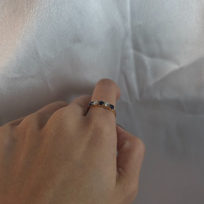 14Kt Gold 0.50 Ct 5 Stone Blue Sapphire & Lab Grown Diamond Ring