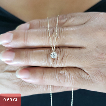 14Kt Gold 0.50 Ct Lab Created Diamond Solitaire Pendant Necklace