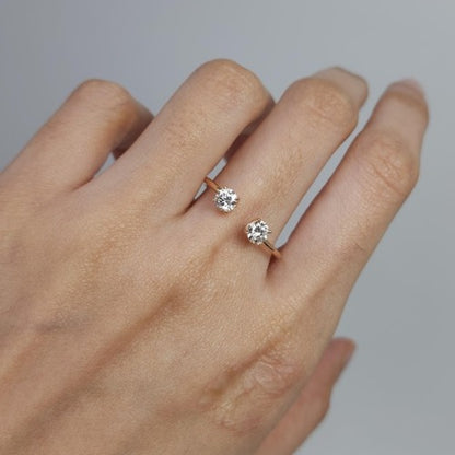 14Kt Gold 1 Ct 2 Stones Lab Grown Diamond Ring