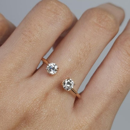 14Kt Gold 1 Ct 2 Stones Lab Grown Diamond Ring