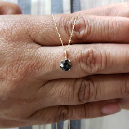 14Kt Gold 0.75 Ct Rose Cut Black Diamond Pendant