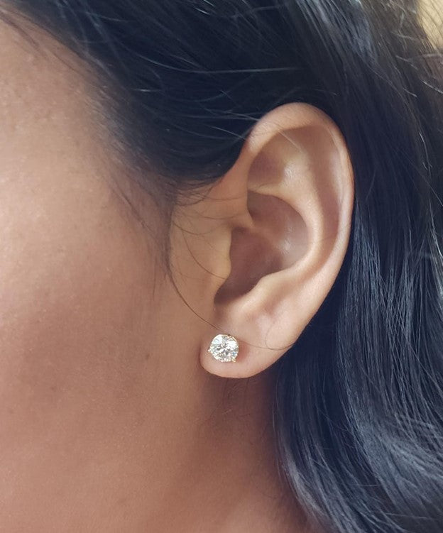 14Kt Gold 3 Prong Martini 6 Ct Lab Grown IGI Certified Studs Diamond Earrings