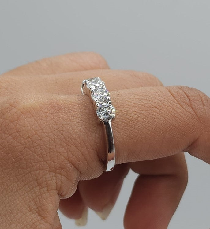 14K Gold 1.50 Ct 5 Stone Half Eternity Lab Grown Diamond Ring