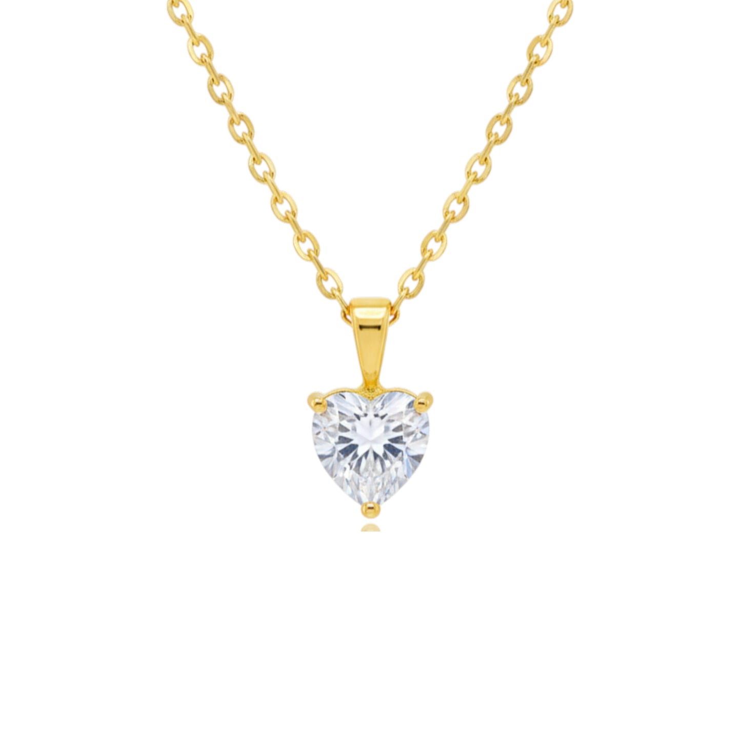 14Kt Gold White Sapphire Heart Pendant Necklace