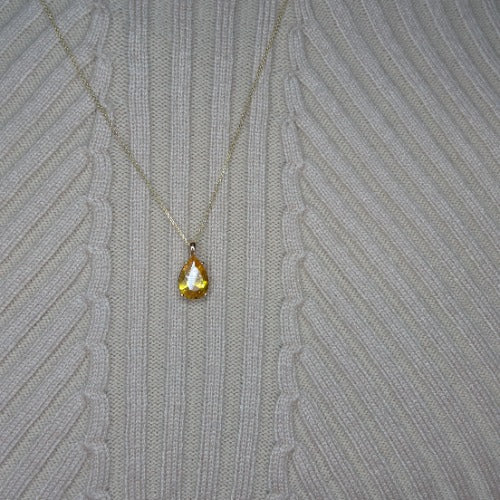 14Kt Gold Yellow Citrine Teardrop Pendant