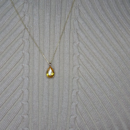 14Kt Gold Yellow Citrine Teardrop Pendant
