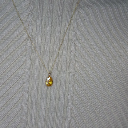14Kt Gold Yellow Citrine Teardrop Pendant