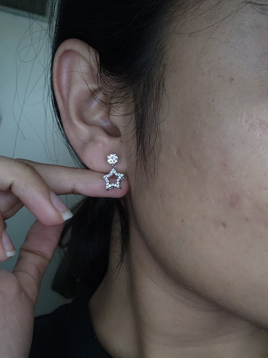 14Kt Gold 0.80 Ct Lab Grown Open Star Diamond Dangle Stud Earrings