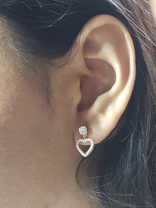 14Kt Gold 1.15 Ct Lab Grown Diamond Open Heart Sideways Earrings Stud Earrings