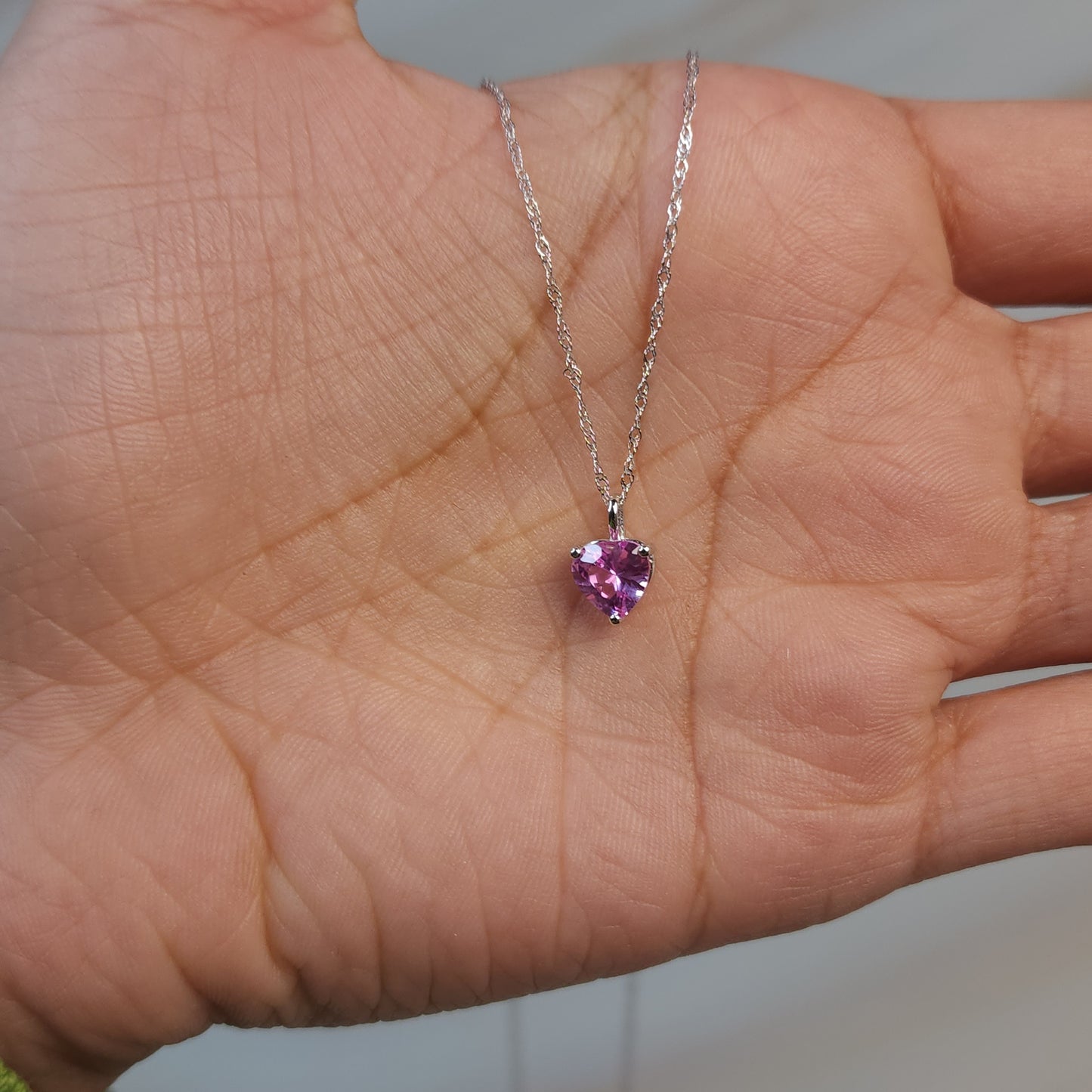 14Kt Gold Pink Sapphire Heart Pendant Necklace