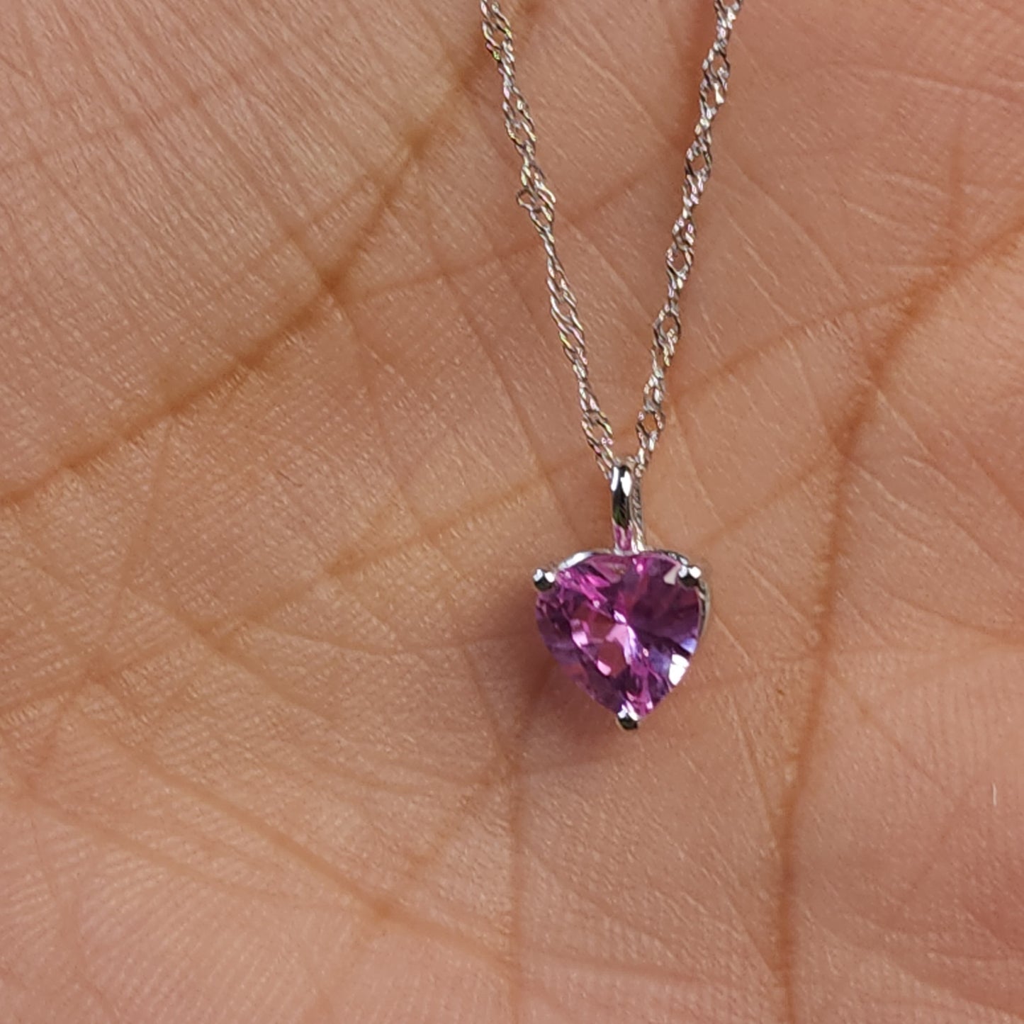 14Kt Gold Pink Sapphire Heart Pendant Necklace