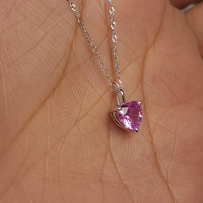14Kt Gold Pink Sapphire Heart Pendant Necklace