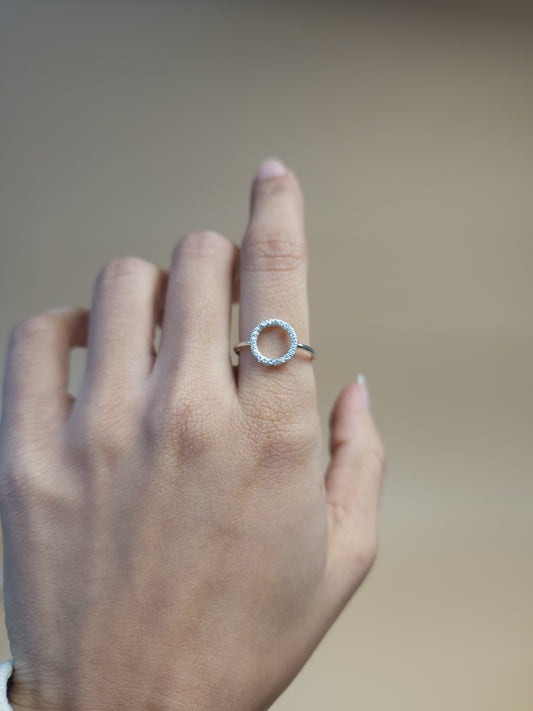 14Kt Gold Lab Grown Open Circle Diamond Ring